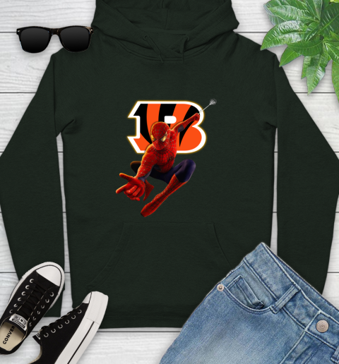 NFL Spider Man Avengers Endgame Football Cincinnati Bengals Youth Hoodie 13
