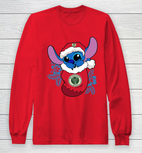 Milwaukee Bucks Christmas Stitch In The Sock Funny Disney NBA Long Sleeve T-Shirt 10