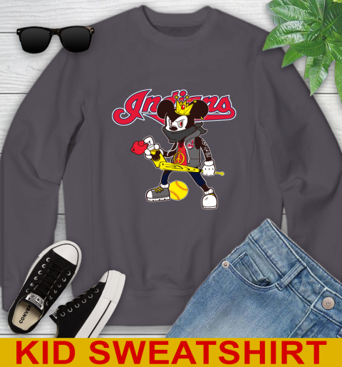 Cleveland Indians MLB Baseball Mickey Peace Sign Sports Youth Sweatshirt 6