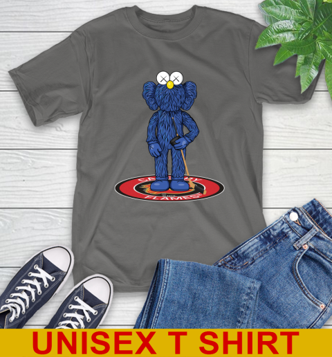 NHL Hockey Calgary Flames Kaws Bff Blue Figure Shirt T-Shirt - Image 9