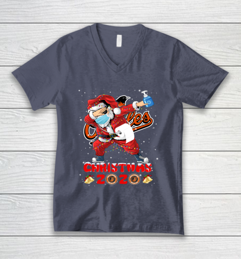 Baltimore Orioles Funny Santa Claus Dabbing Christmas 2020 MLB V-Neck T-Shirt 7