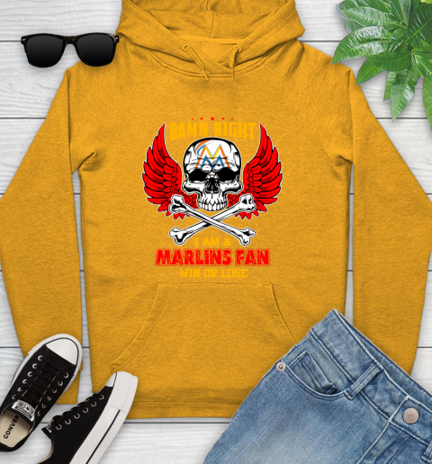 MLB Damn Right I Am A Miami Marlins Win Or Lose Skull Baseball Sports Youth Hoodie 2