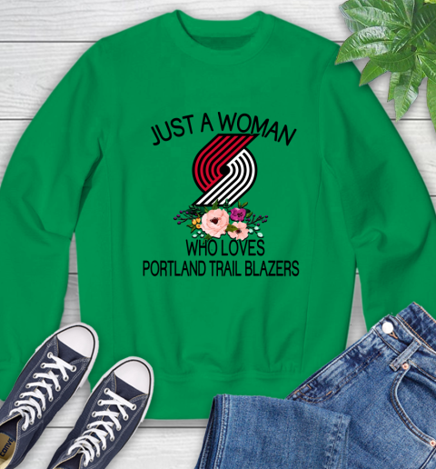 NBA Just A Woman Who Loves Portland Trail Blazers Basketball Sports Sweatshirt 4