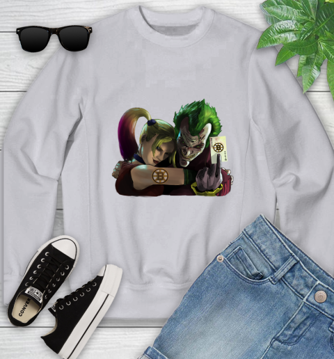 Boston Bruins NHL Hockey Joker Harley Quinn Suicide Squad Youth Sweatshirt 4