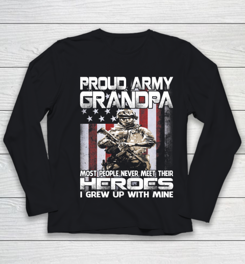 GrandFather gift shirt Proud Army Grandpa Shirt Patriotic Military Veteran T Shirt Youth Long Sleeve