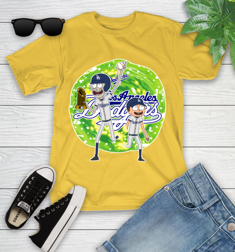 MLB Los Angeles Dodgers Rick And Morty Commissioner's Trophy Baseball Sports Youth T-Shirt 8