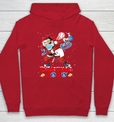 Los Angeles Dodgers Funny Santa Claus Dabbing Christmas 2020 MLB Hoodie 7
