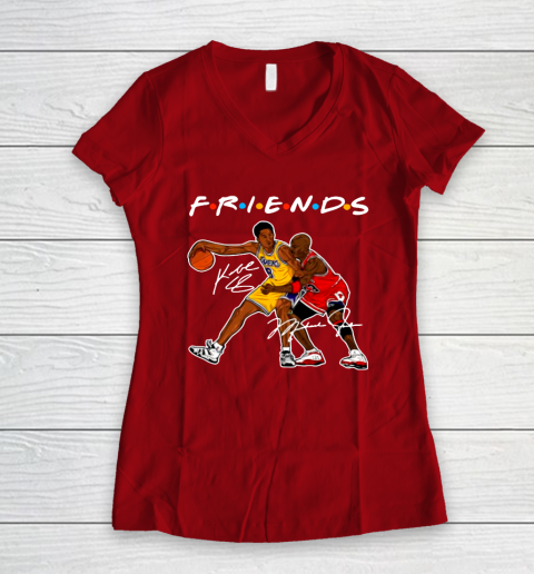 Michael Jordan And Kobe Bryant Friends Signatures Women s V Neck T Shirt