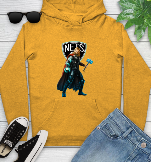 NBA Thor Avengers Endgame Basketball Brooklyn Nets Youth Hoodie 3