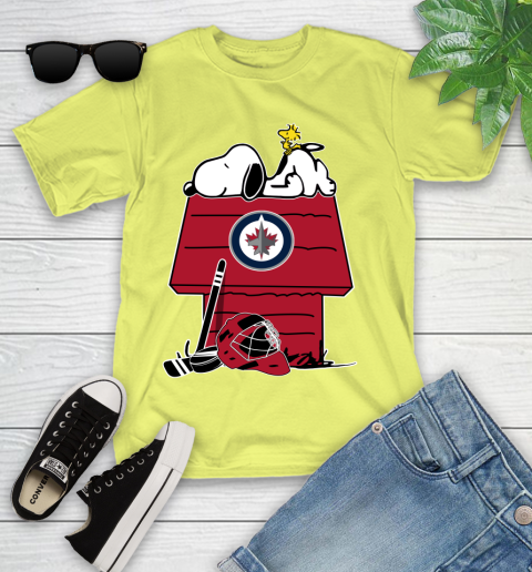 Winnipeg Jets NHL Hockey Snoopy Woodstock The Peanuts Movie Youth T-Shirt 8