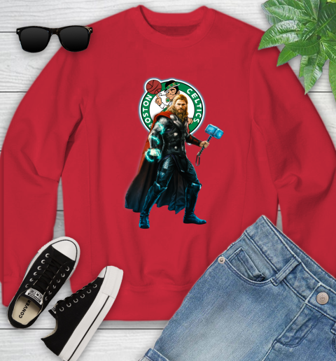 NBA Thor Avengers Endgame Basketball Boston Celtics Youth Sweatshirt 9