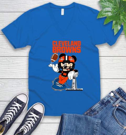NFL Cleveland Browns Mickey Mouse Disney Super Bowl Football T Shirt V-Neck T-Shirt 16