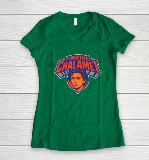 Timothee Chalamet New York Knicks Women's V-Neck T-Shirt 3