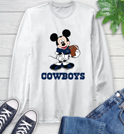 NFL Football Dallas Cowboys Cheerful Mickey Mouse Shirt Long Sleeve T-Shirt 2