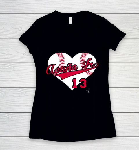Ronald Acuna Jr Baseball Heart Gameday Women's V-Neck T-Shirt