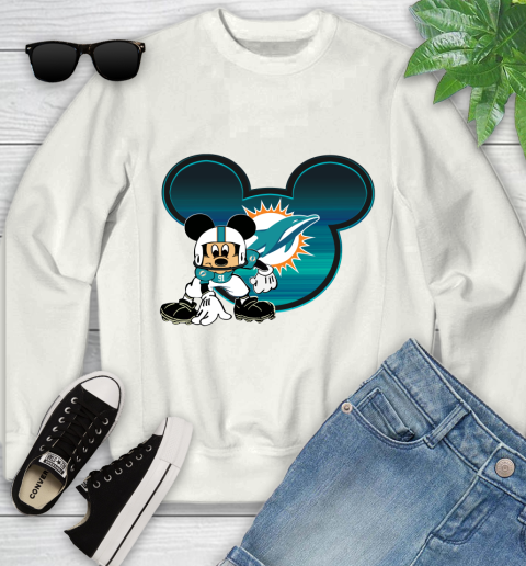 NFL Miami Dolphins Mickey Mouse Disney Football T Shirt Youth Sweatshirt
