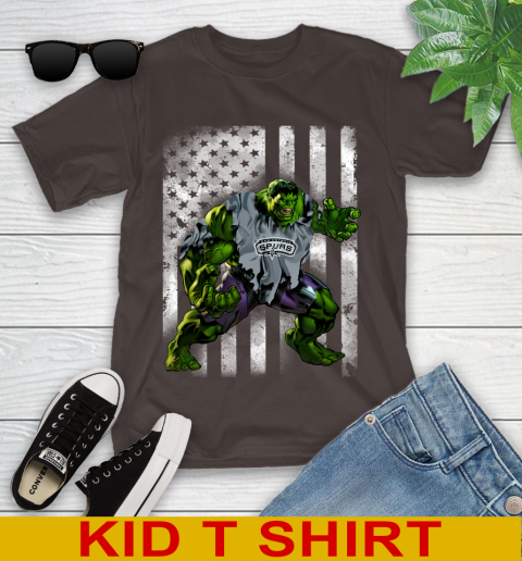San Antonio Spurs Hulk Marvel Avengers NBA Basketball American Flag Youth T-Shirt 6