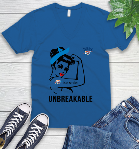 NBA Oklahoma City Thunder Girl Unbreakable Basketball Sports V-Neck T-Shirt 3