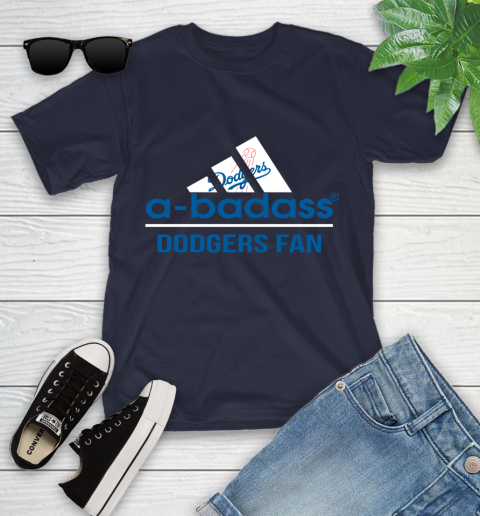 MLB A Badass Los Angeles Dodgers Fan Adidas Baseball Sports Youth T-Shirt 2