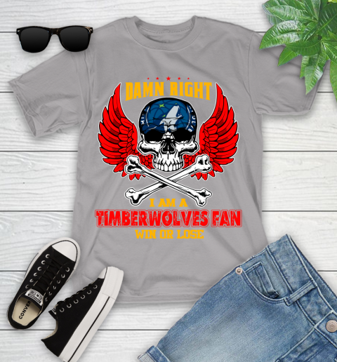 NBA Damn Right I Am A Minnesota Timberwolves Win Or Lose Skull Basketball Sports Youth T-Shirt 4