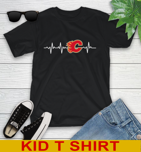 Calgary Flames NHL Hockey Heart Beat Shirt Youth T-Shirt