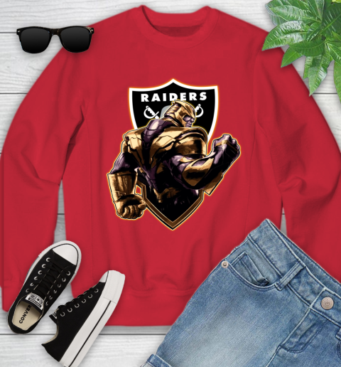 NFL Thanos Avengers Endgame Football Sports Oakland Raiders Youth Sweatshirt 9