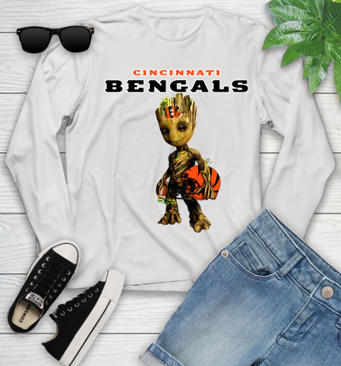 Cincinnati Bengals NFL Football Groot Marvel Guardians Of The Galaxy Youth Long Sleeve