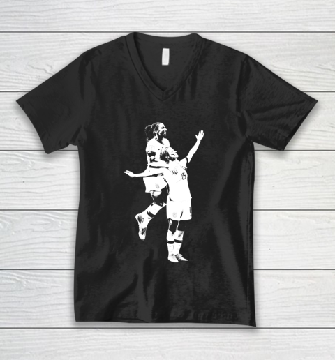 Megan Rapinoe and Alex Morgan Victory Pose  The White Stencil V-Neck T-Shirt