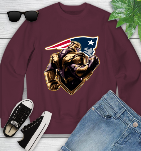 NFL Thanos Avengers Endgame Football Sports New England Patriots Youth Sweatshirt 5