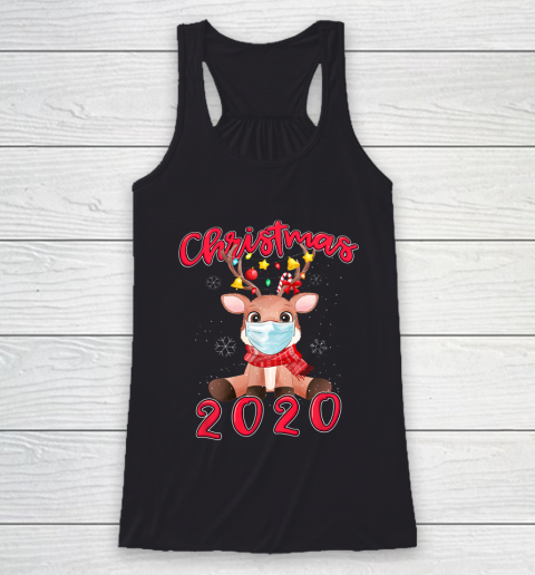 Christmas 2020 Reindeer Mask Matching Pajama Idea Racerback Tank
