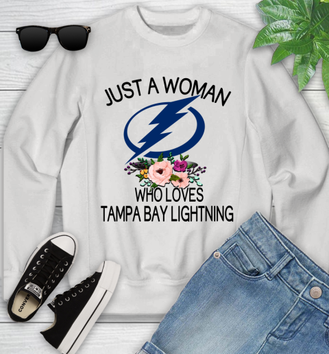 NHL Just A Woman Who Loves Tampa Bay Lightning Hockey Sports Youth Sweatshirt