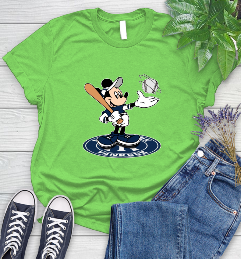 MLB Baseball New York Yankees Cheerful Mickey Disney Shirt Women's T-Shirt 10