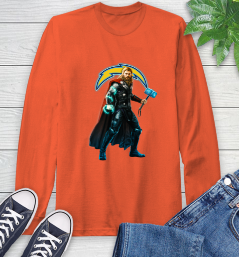NFL Thor Avengers Endgame Football Los Angeles Chargers Long Sleeve T-Shirt 5
