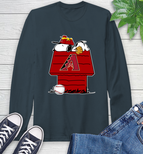 MLB Arizona Diamondbacks Snoopy Woodstock The Peanuts Movie Baseball T Shirt Long Sleeve T-Shirt 8