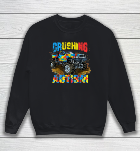 Crushing Autism Puzzle Monster Truck Autism Awareness Sweatshirt