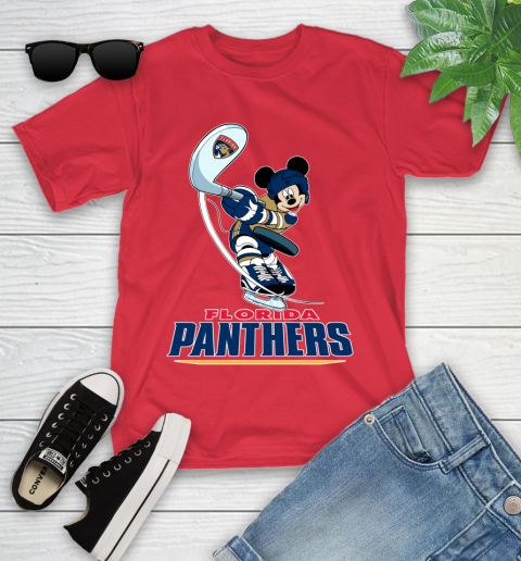 NHL Hockey Florida Panthers Cheerful Mickey Mouse Shirt Youth T-Shirt - Image 11
