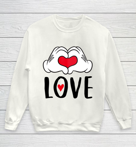 Disney Mickey and Minnie Mouse Heart Hands Love Youth Sweatshirt