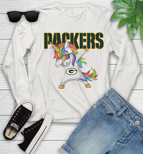 Green Bay Packers NFL Football Funny Unicorn Dabbing Sports Youth Long Sleeve 12