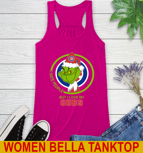 Chicago Cubs MLB Christmas Grinch I Hate People But I Love My Favorite Baseball Team Racerback Tank 8