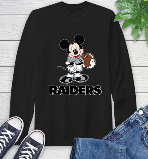 NFL Football Oakland Raiders Cheerful Mickey Mouse Shirt Long Sleeve T-Shirt