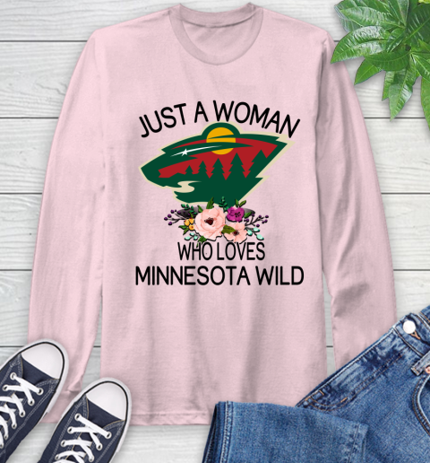 NHL Just A Woman Who Loves Minnesota Wild Hockey Sports Long Sleeve T-Shirt 8