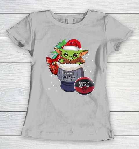 Chicago Bulls Christmas Baby Yoda Star Wars Funny Happy NBA Women's T-Shirt 6