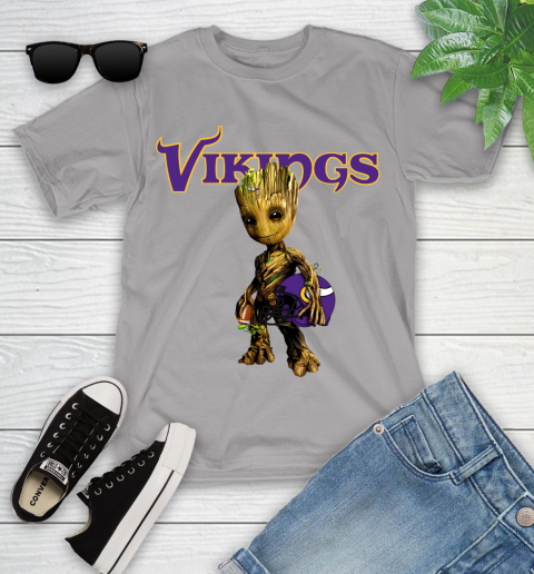 Minnesota Vikings NFL Football Groot Marvel Guardians Of The Galaxy Youth T-Shirt 4