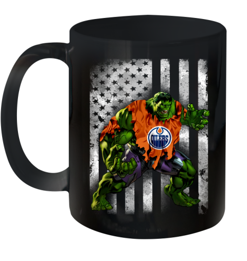 Edmonton Oilers Hulk Marvel Avengers NHL Hockey American Flag Ceramic Mug 11oz