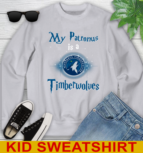 NBA Basketball Harry Potter My Patronus Is A Minnesota Timberwolves Youth Sweatshirt 3