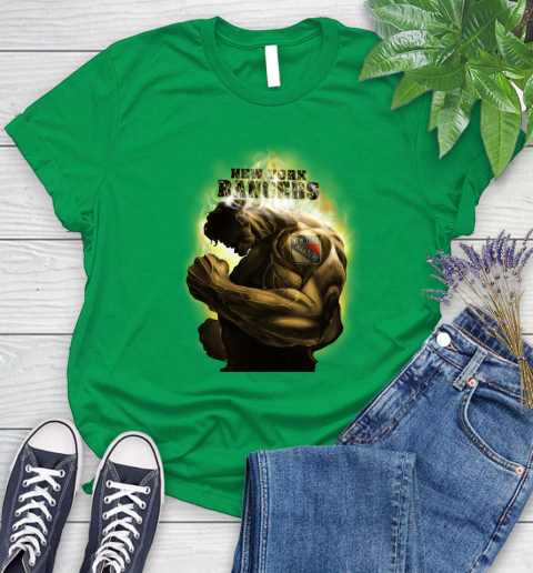 New York Rangers NHL Hockey Hulk Marvel Avengers Sports Women's T-Shirt 9