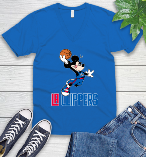 NBA Basketball LA Clippers Cheerful Mickey Mouse Shirt V-Neck T-Shirt 6