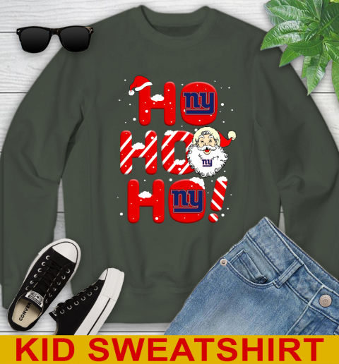 New York Giants NFL Football Ho Ho Ho Santa Claus Merry Christmas Shirt Youth Sweatshirt 8