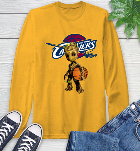 Cleveland Cavaliers NBA Basketball Groot Marvel Guardians Of The Galaxy Long Sleeve T-Shirt 3