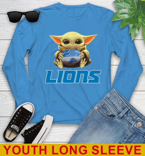 NFL Football Detroit Lions Baby Yoda Star Wars Shirt Youth Long Sleeve 8